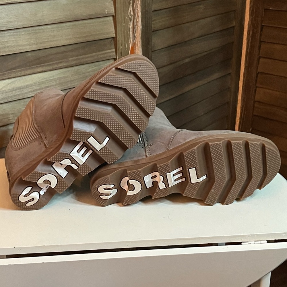 Sorel Taupe Suede Wedge Chelsea Ankle Boots - Picture 4 of 4